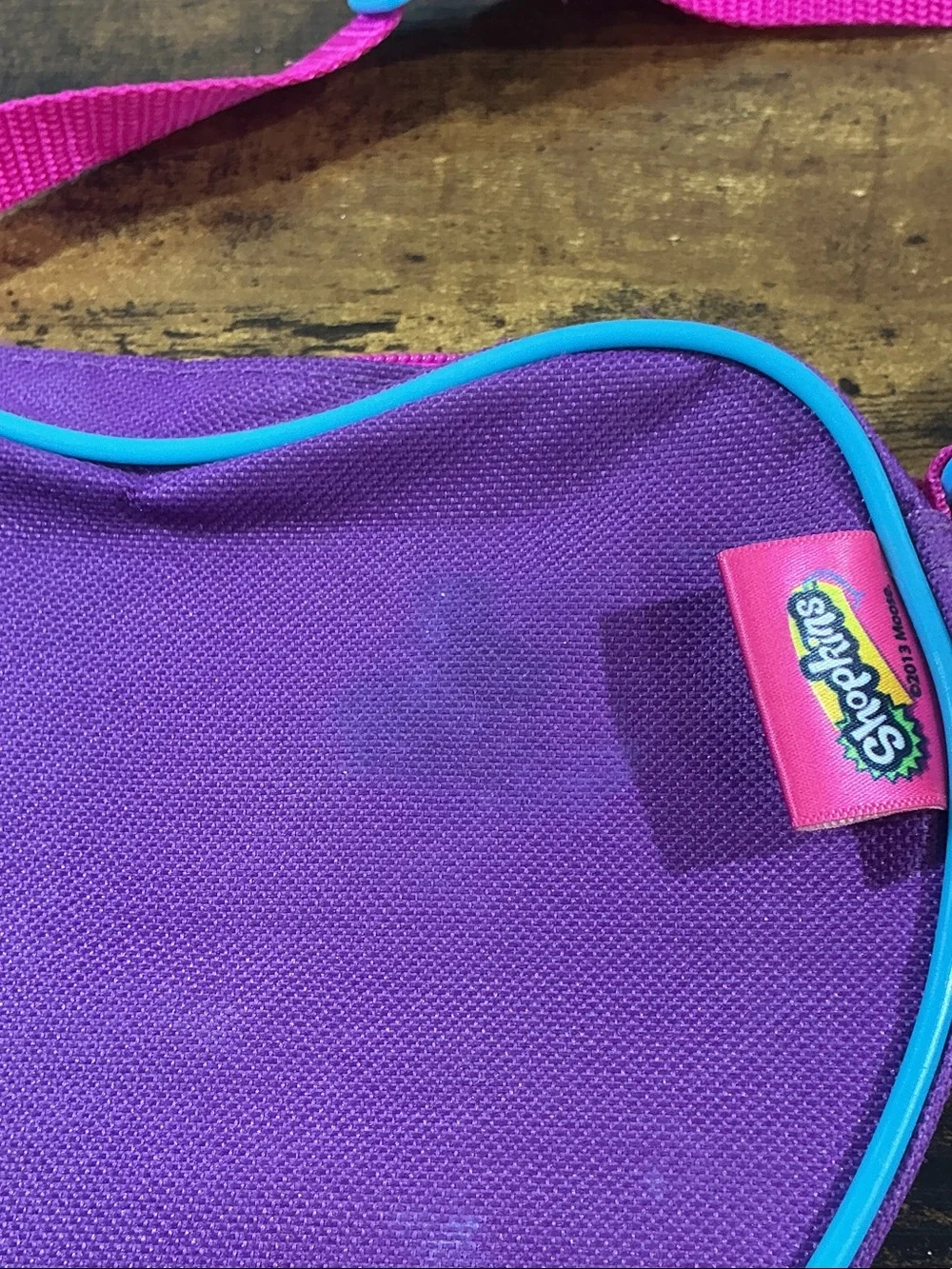 Shopkins Hot Pink Heart Crossbody Bag with Colorful Character Print